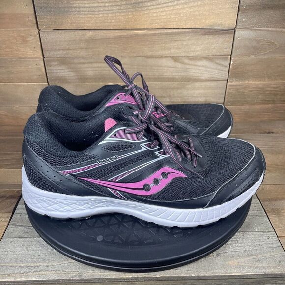 Saucony Womens Cohesion 13 Black Pink Running Shoes Size 9.5 (Wide) NO INSOLES - Picture 1 of 10